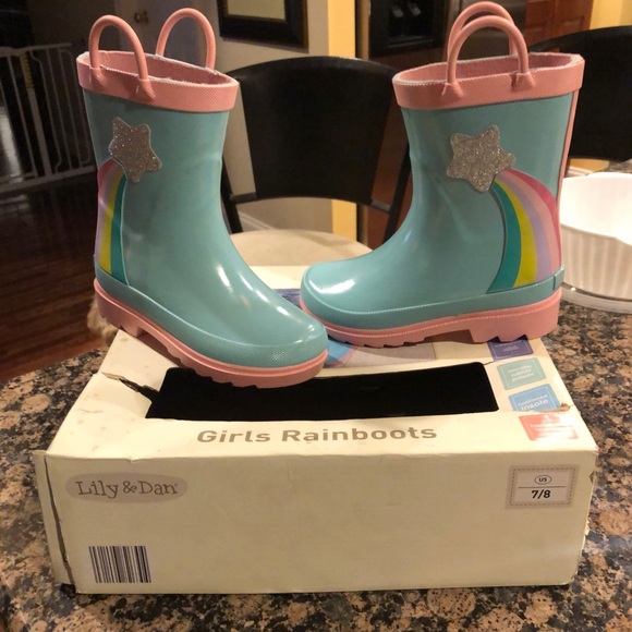 Lily & Dan Girls rainbow boots, size 7/8 - Picture 3 of 5